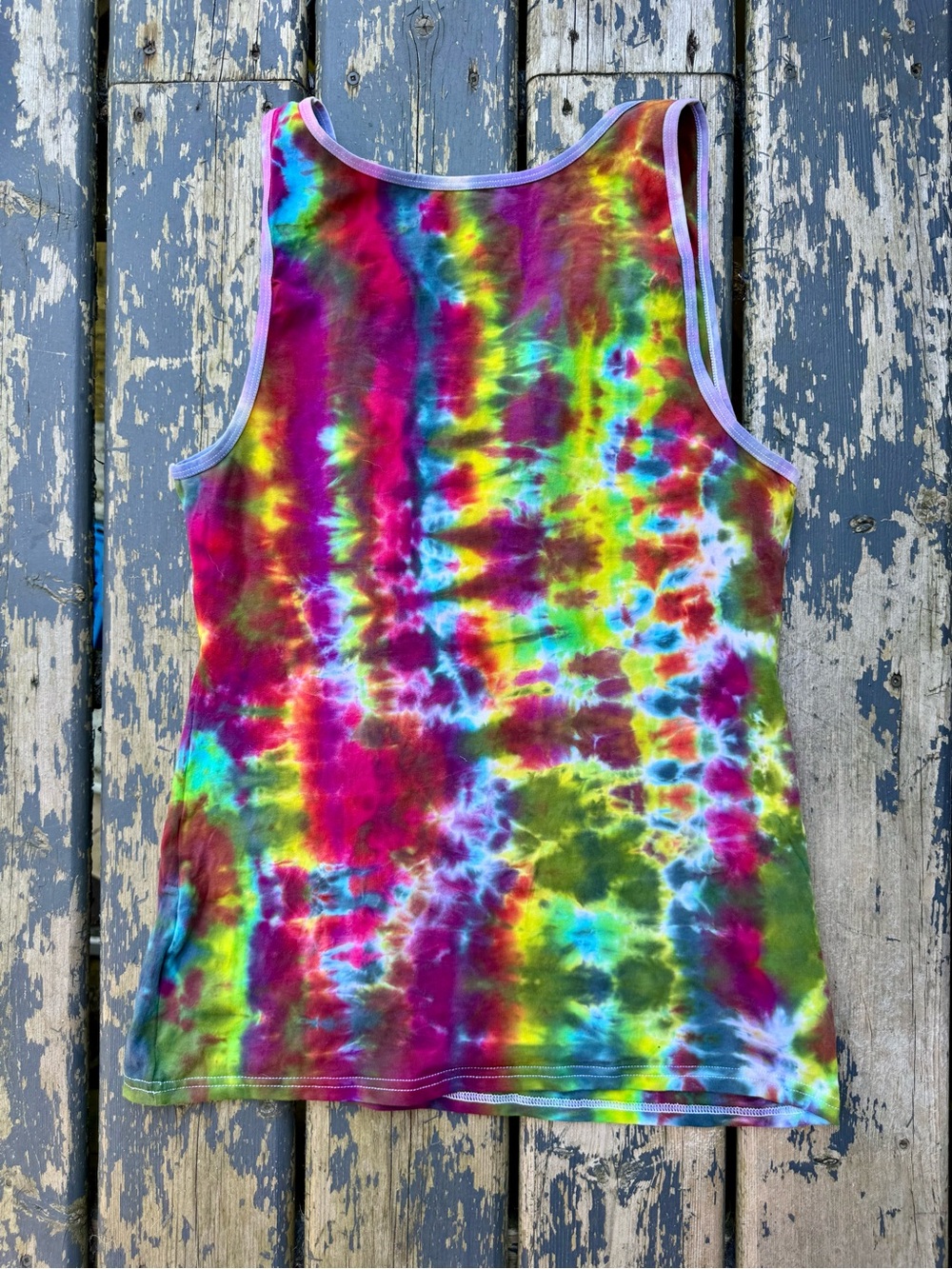 Women's Multicolor Tie-Dye Scoop Neck Tank Top - Picture 8 of 9